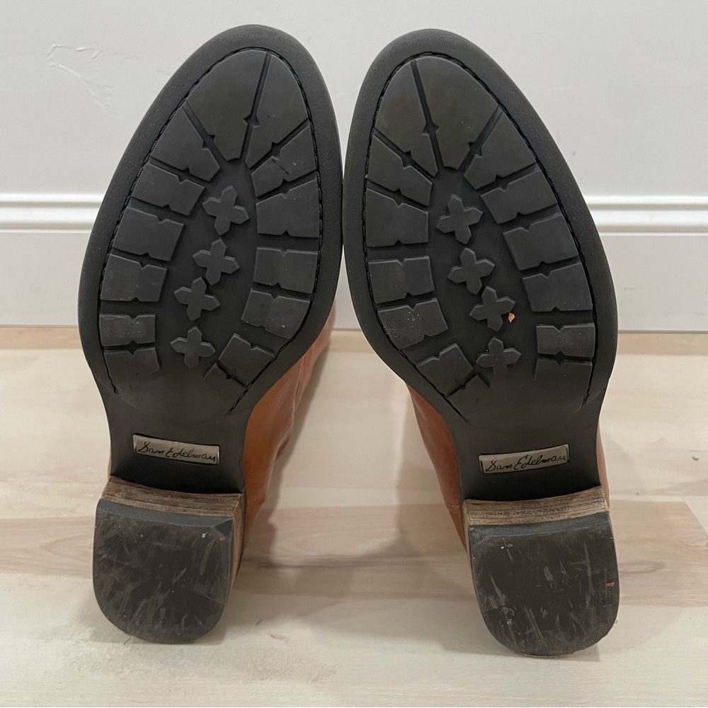 Sam Edelman Women's 9 Penny Riding Boot Whiskey Leather Brown Tan Knee Height - Picture 13 of 16